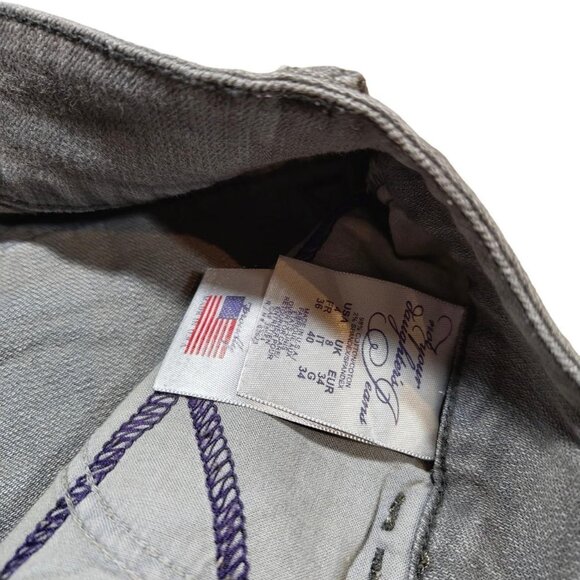 NYDJ Low Mid Rise Double Button Flared Denim Jeans Size 4 Gray - Picture 7 of 7